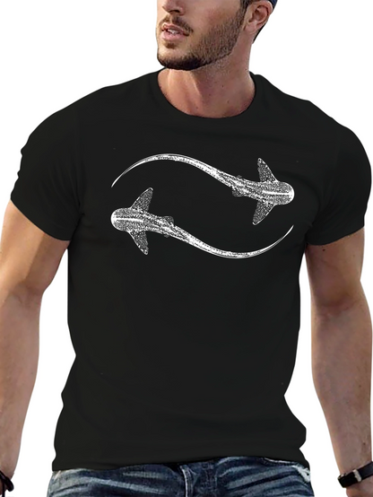 Whale Shark Yin Yang T-Shirt - Black Cotton Tee