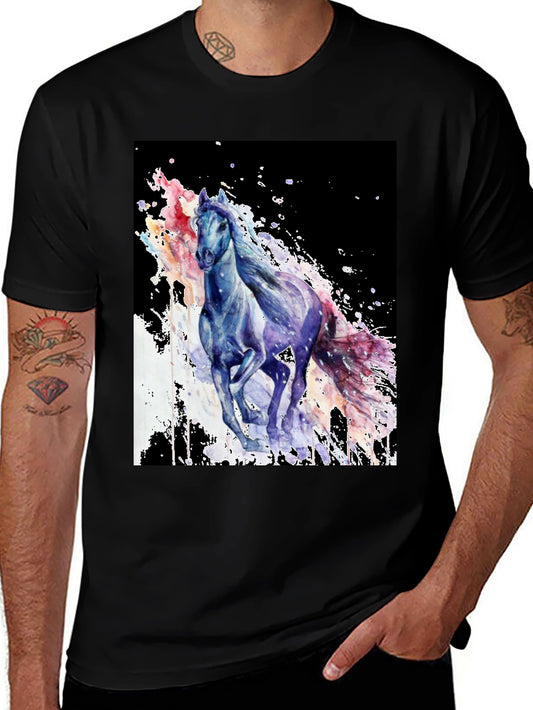Watercolor Horse Graphic Tee - Stylish Mens T-Shirt