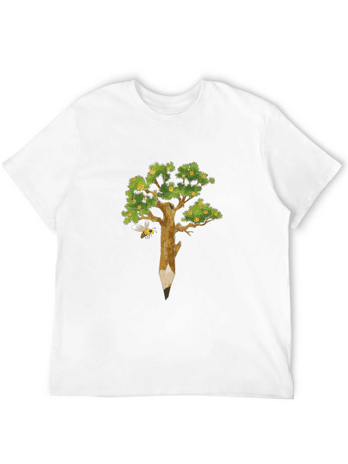 Nature Inspired Graphic Tee - Pencil Tree & Bee