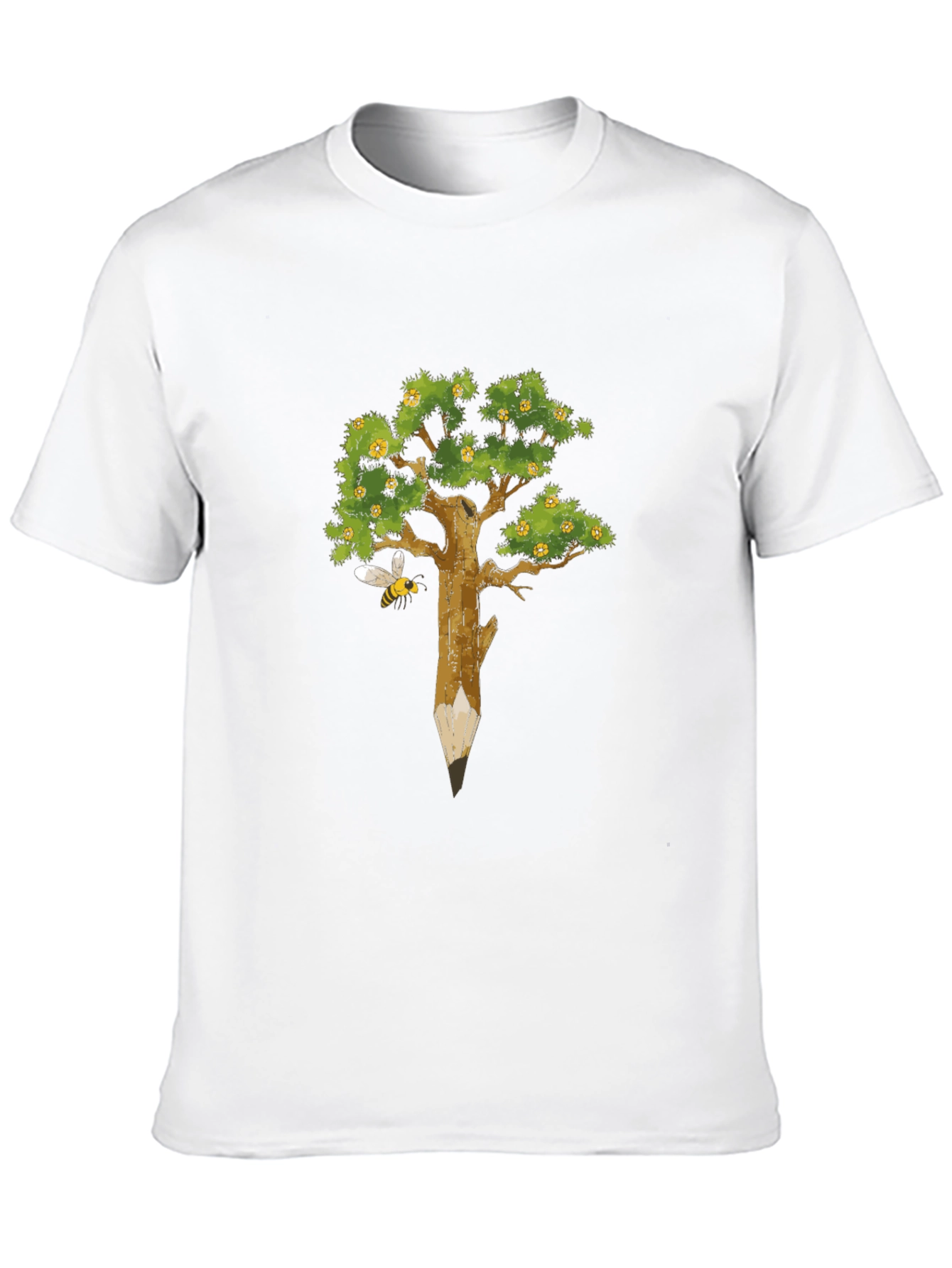 Nature Inspired Graphic Tee - Pencil Tree & Bee
