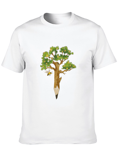 Nature Inspired Graphic Tee - Pencil Tree & Bee