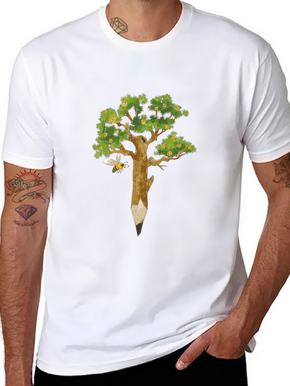Nature Inspired Graphic Tee - Pencil Tree & Bee