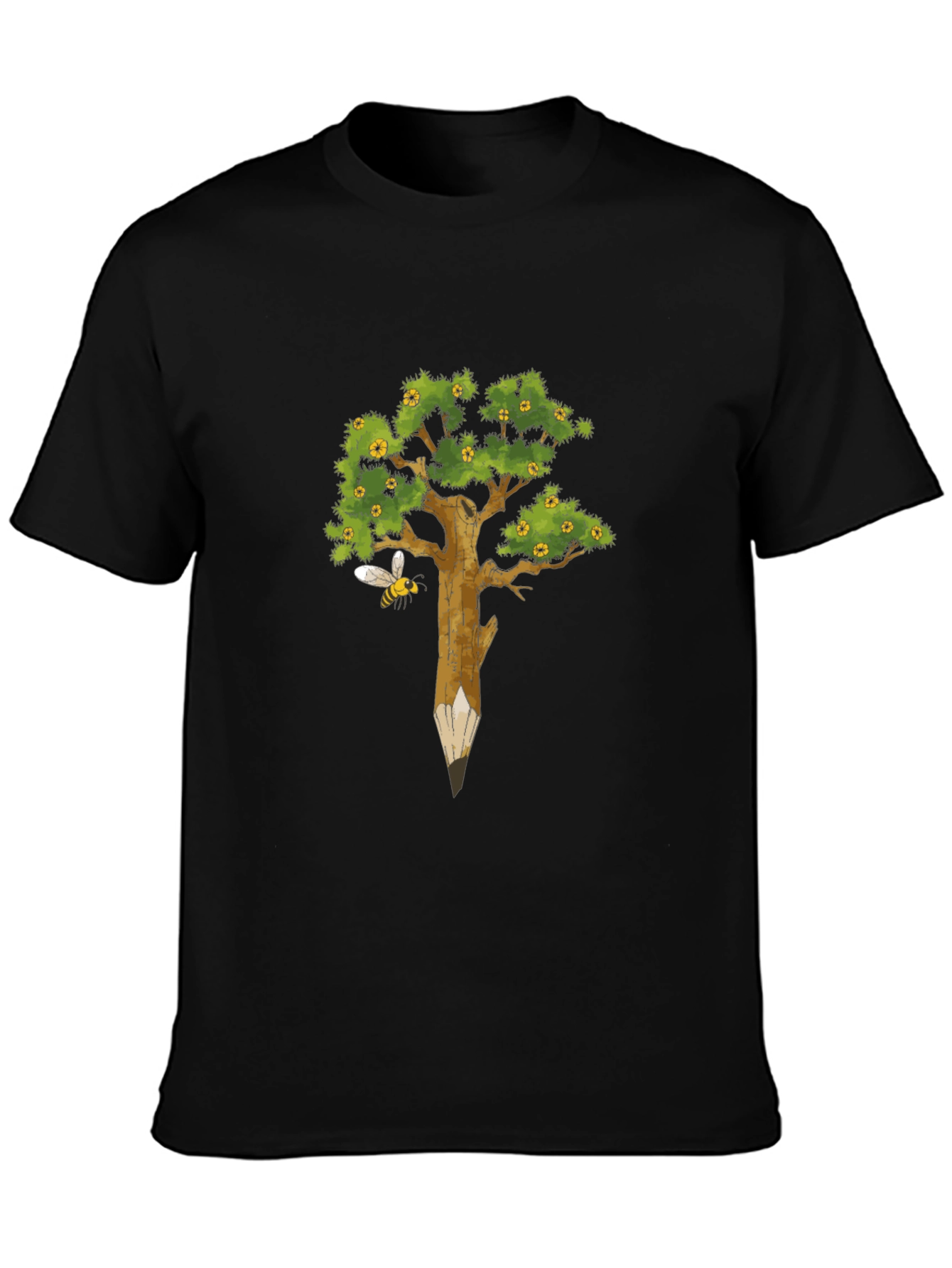 Nature Inspired Graphic Tee - Pencil Tree & Bee