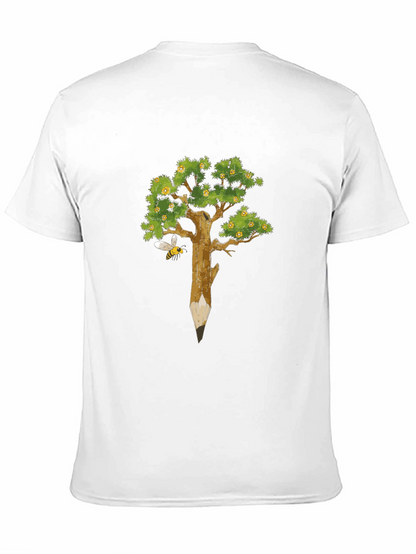 Nature Inspired Graphic Tee - Pencil Tree & Bee