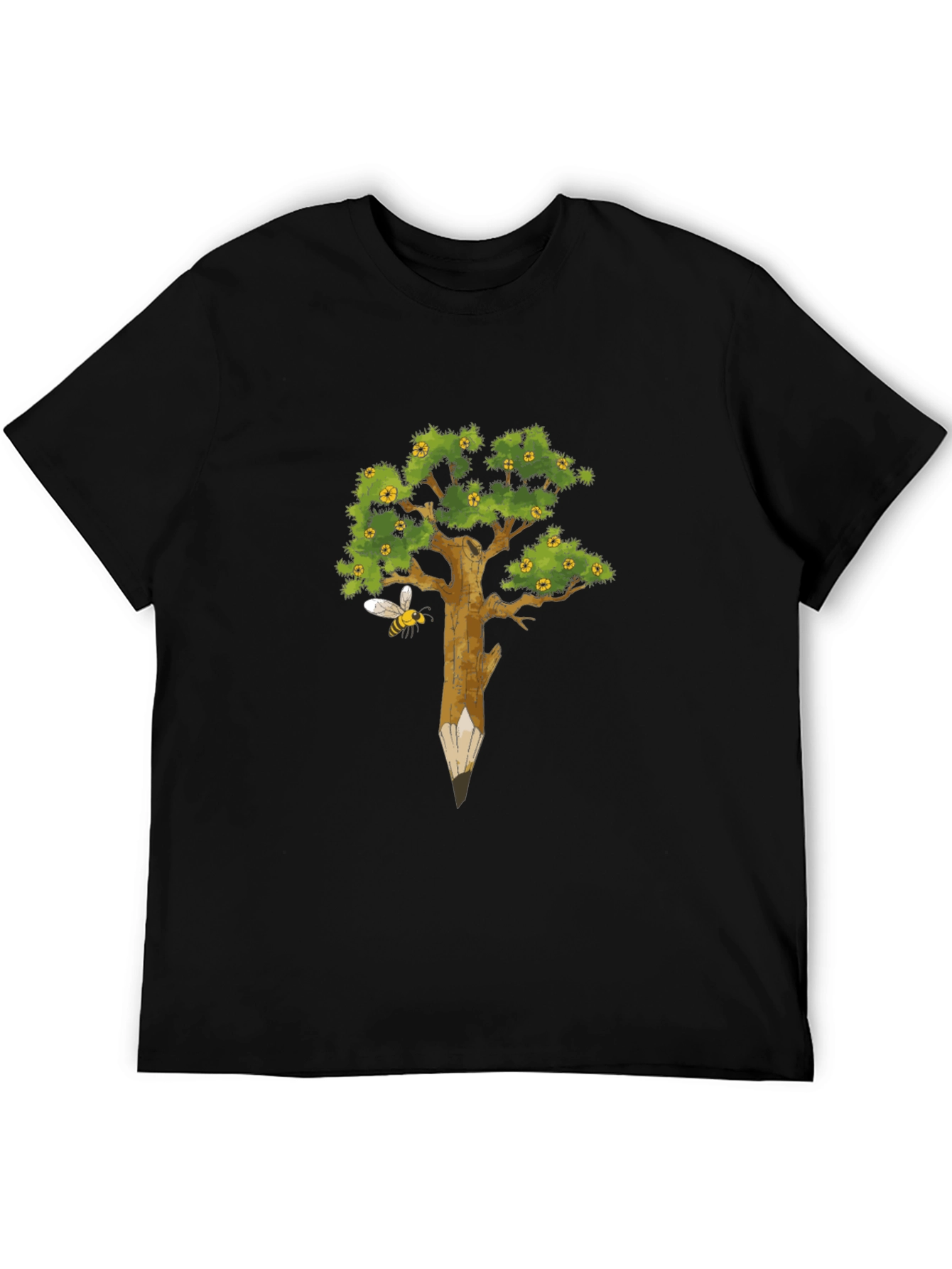 Nature Inspired Graphic Tee - Pencil Tree & Bee