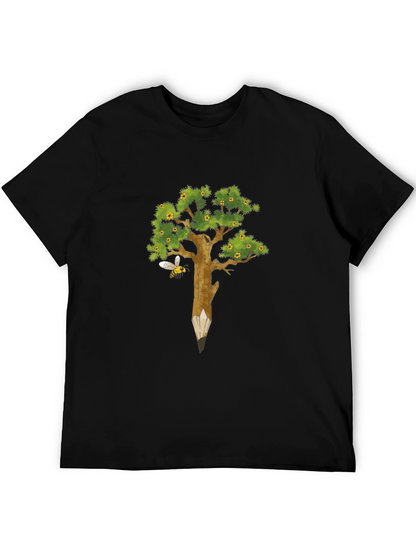 Nature Inspired Graphic Tee - Pencil Tree & Bee