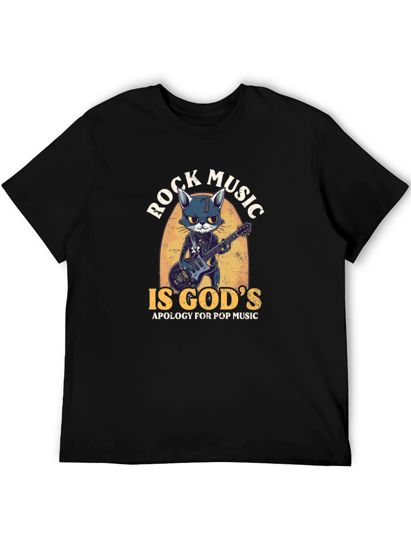 Rock Music Cat Graphic Tee