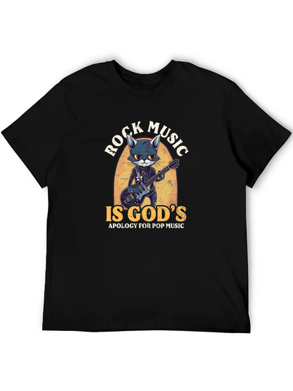 Rock Music Cat Graphic Tee