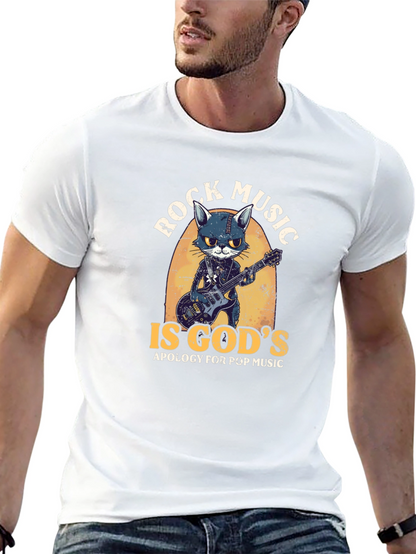 Rock Music Cat Graphic Tee