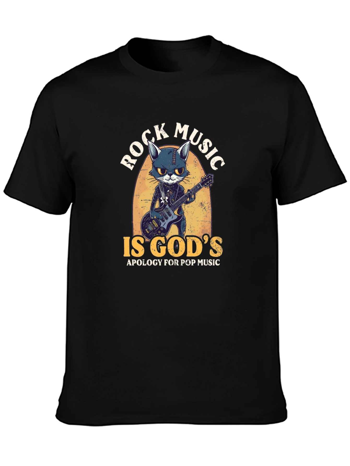 Rock Music Cat Graphic Tee