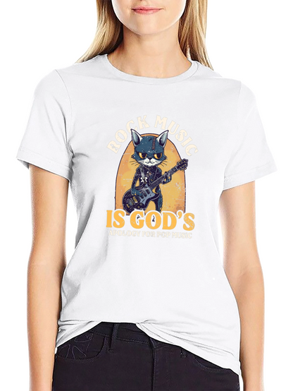 Rock Music Cat Graphic Tee