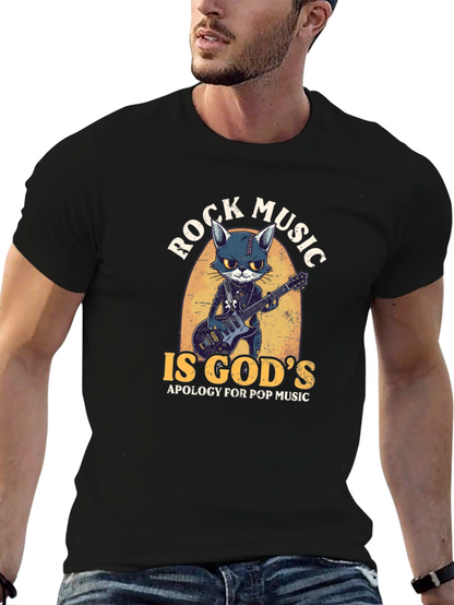 Rock Music Cat Graphic Tee