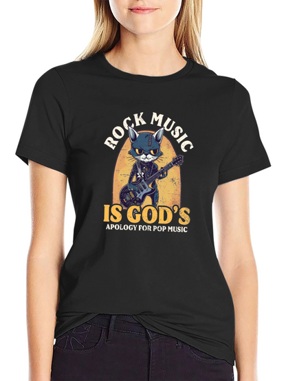 Rock Music Cat Graphic Tee