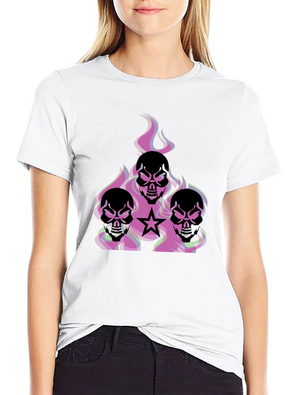 Skull Flames Graphic T-Shirt - Edgy Style
