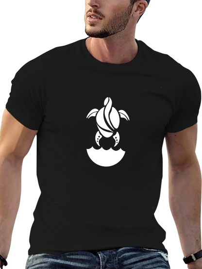 Turtle Graphic Tee - Black Cotton Comfort
