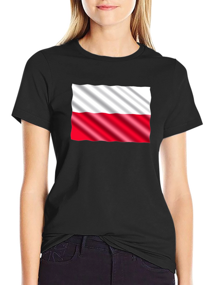 Poland Flag Graphic Print Black T-Shirt