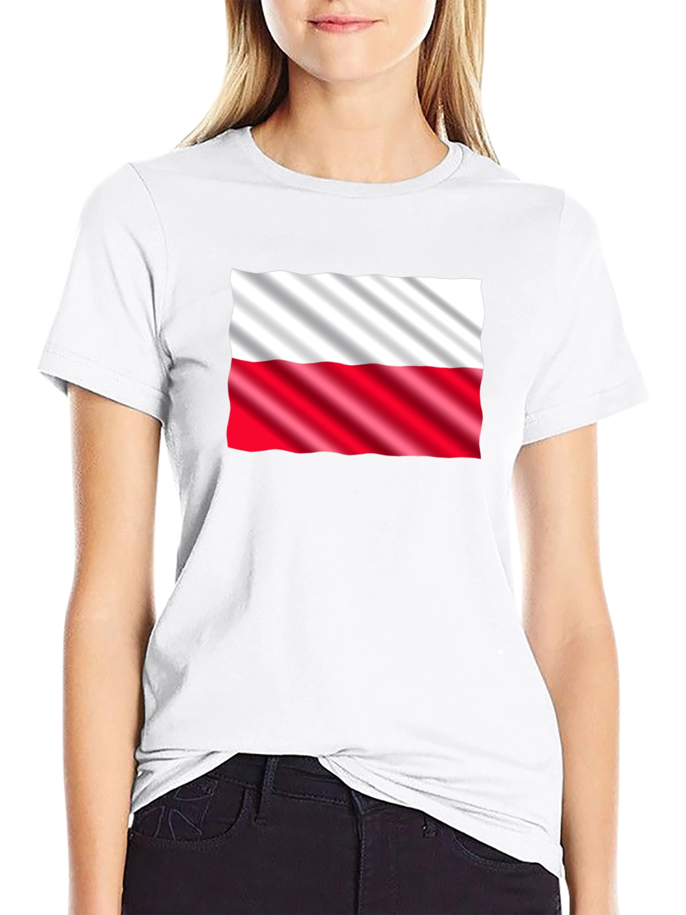 Poland Flag Graphic Print Black T-Shirt