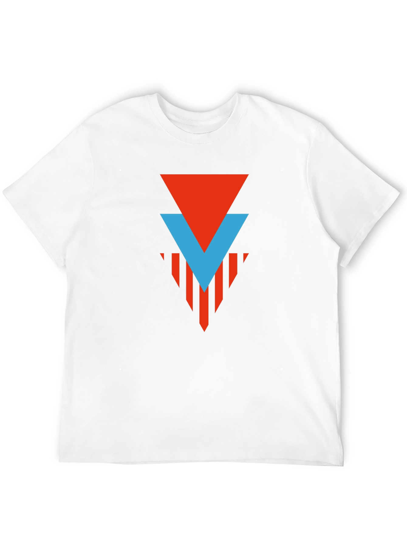 Geometric Graphic Tee - Red & Blue Arrow Design