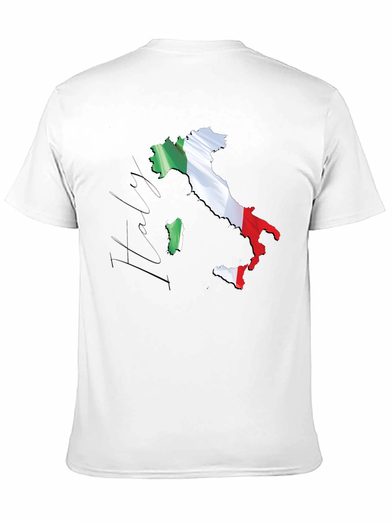 Italy Map Flag Graphic Tee - Black Casual T-Shirt