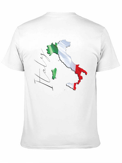 Italy Map Flag Graphic Tee - Black Casual T-Shirt