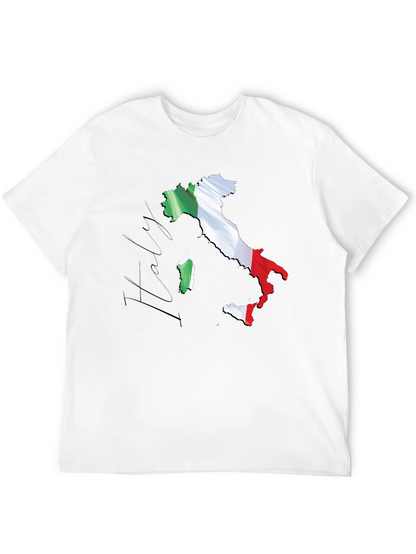 Italy Map Flag Graphic Tee - Black Casual T-Shirt