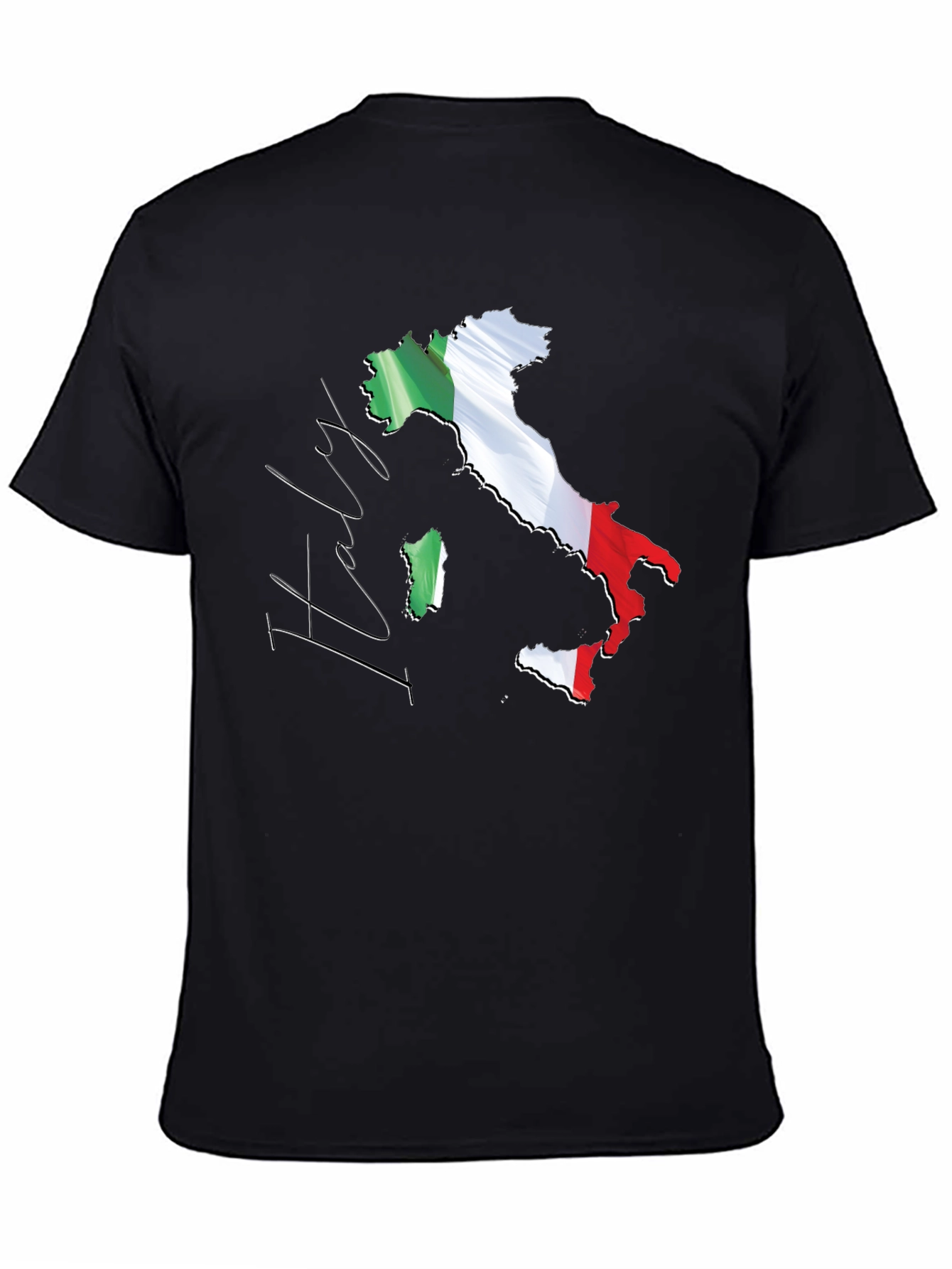 Italy Map Flag Graphic Tee - Black Casual T-Shirt