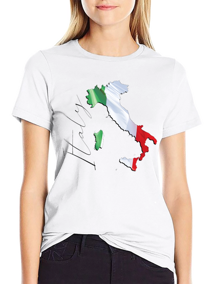 Italy Map Flag Graphic Tee - Black Casual T-Shirt