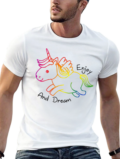 Unicorn Enjoy and Dream Black T-Shirt