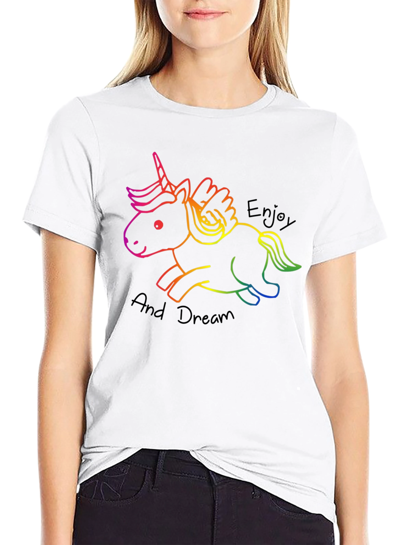 Unicorn Enjoy and Dream Black T-Shirt