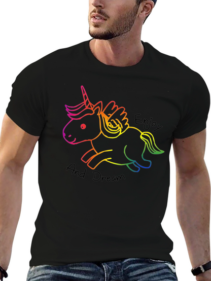 Unicorn Enjoy and Dream Black T-Shirt