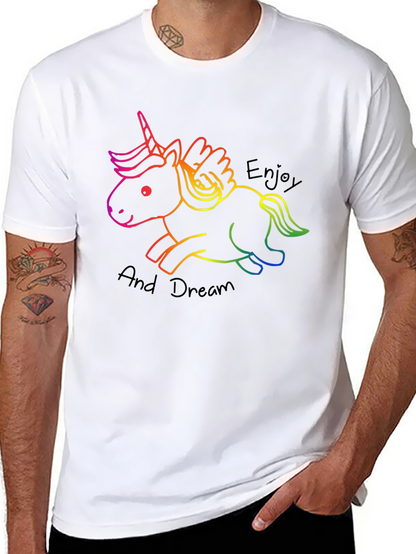 Unicorn Enjoy and Dream Black T-Shirt