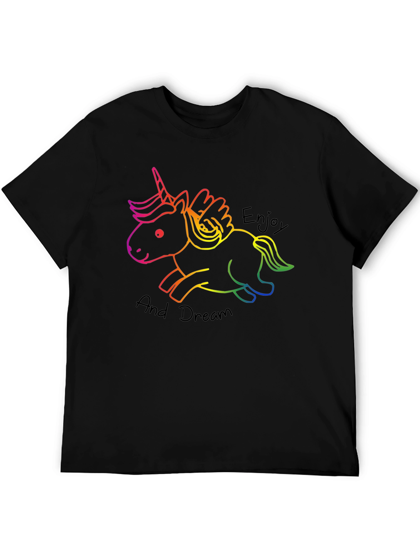 Unicorn Enjoy and Dream Black T-Shirt