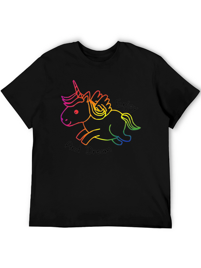 Unicorn Enjoy and Dream Black T-Shirt