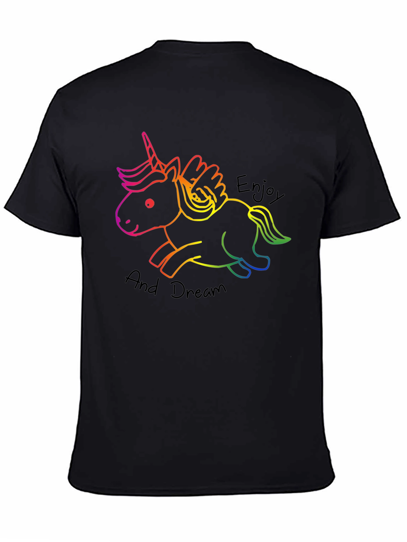 Unicorn Enjoy and Dream Black T-Shirt