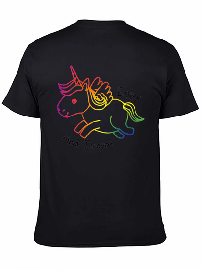 Unicorn Enjoy and Dream Black T-Shirt