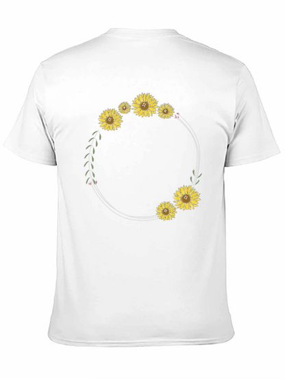 Sunflower Wreath Black T-Shirt