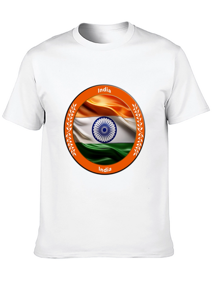 India Flag Graphic Tee - Black Cotton T-Shirt
