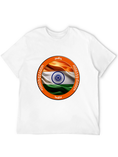 India Flag Graphic Tee - Black Cotton T-Shirt