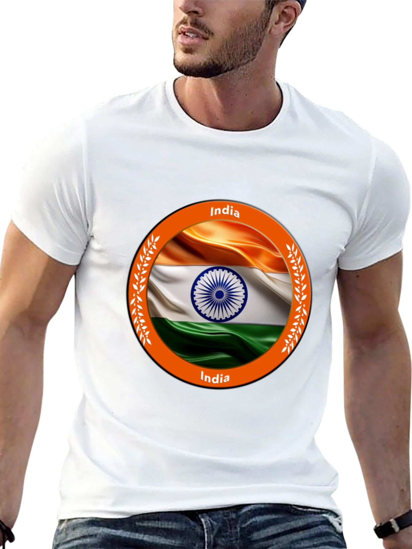 India Flag Graphic Tee - Black Cotton T-Shirt