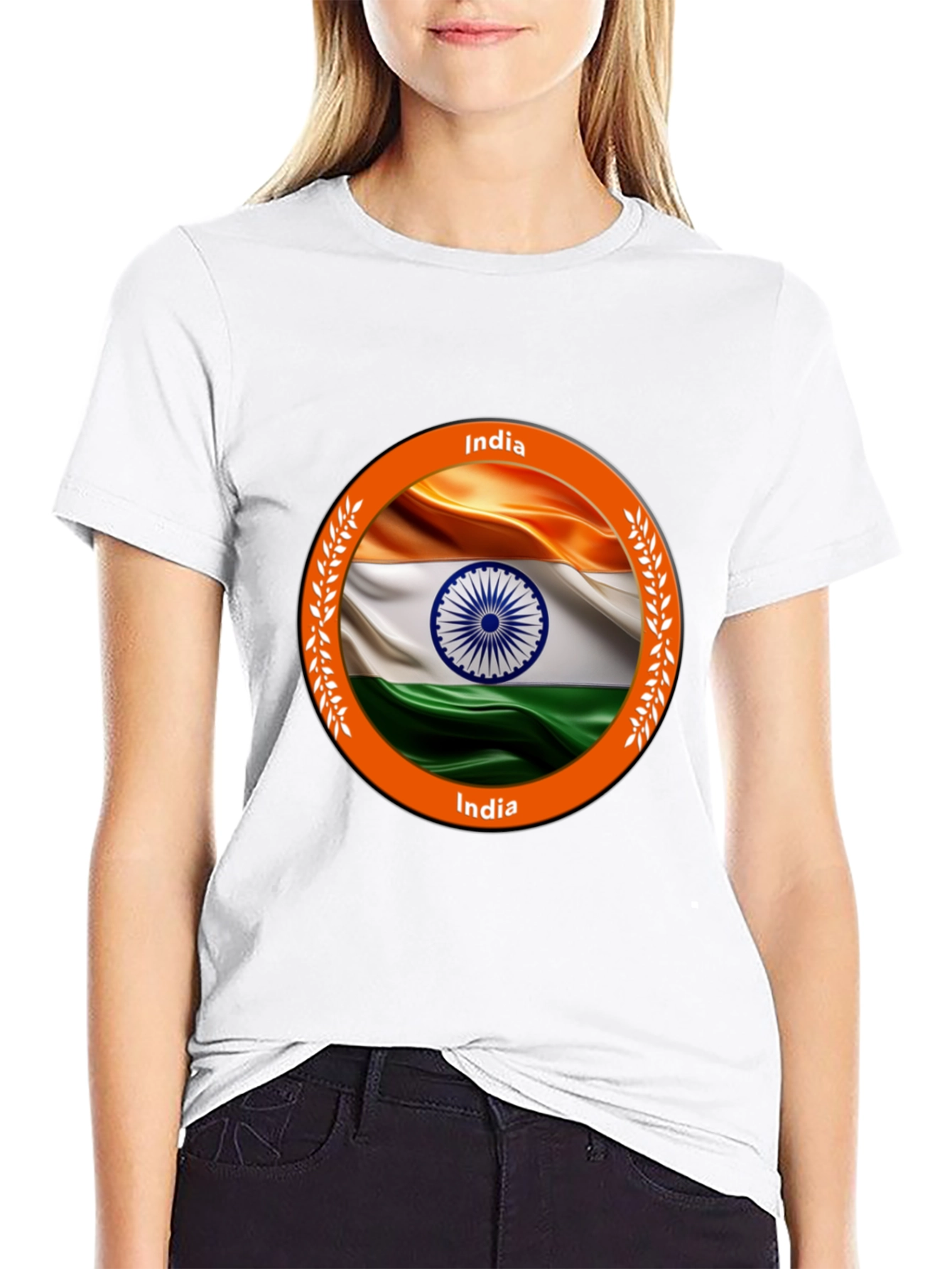 India Flag Graphic Tee - Black Cotton T-Shirt