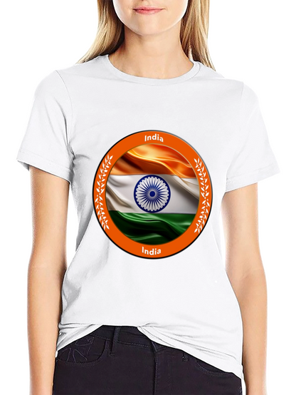 India Flag Graphic Tee - Black Cotton T-Shirt