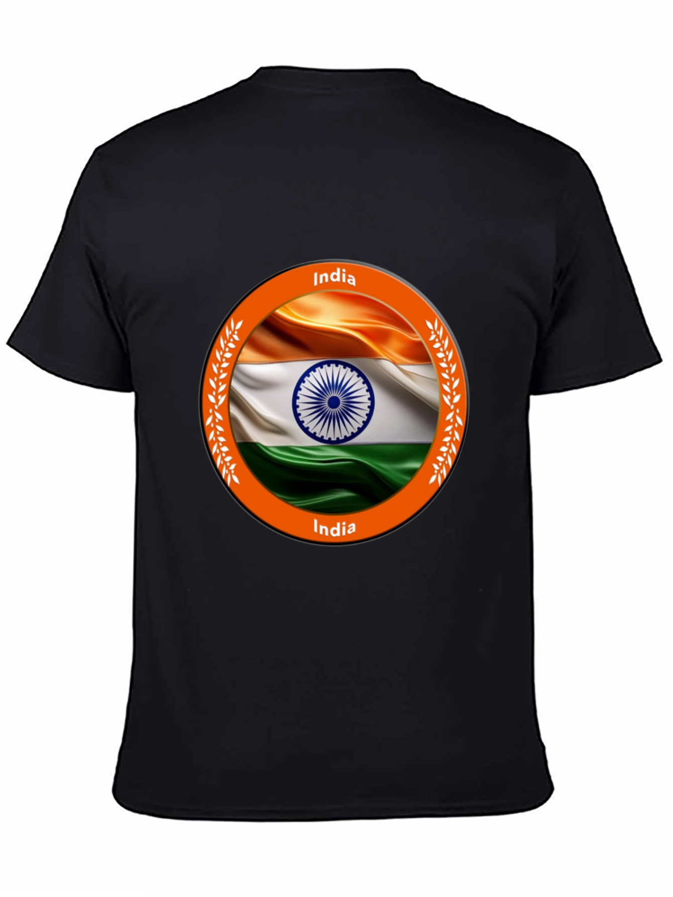 India Flag Graphic Tee - Black Cotton T-Shirt