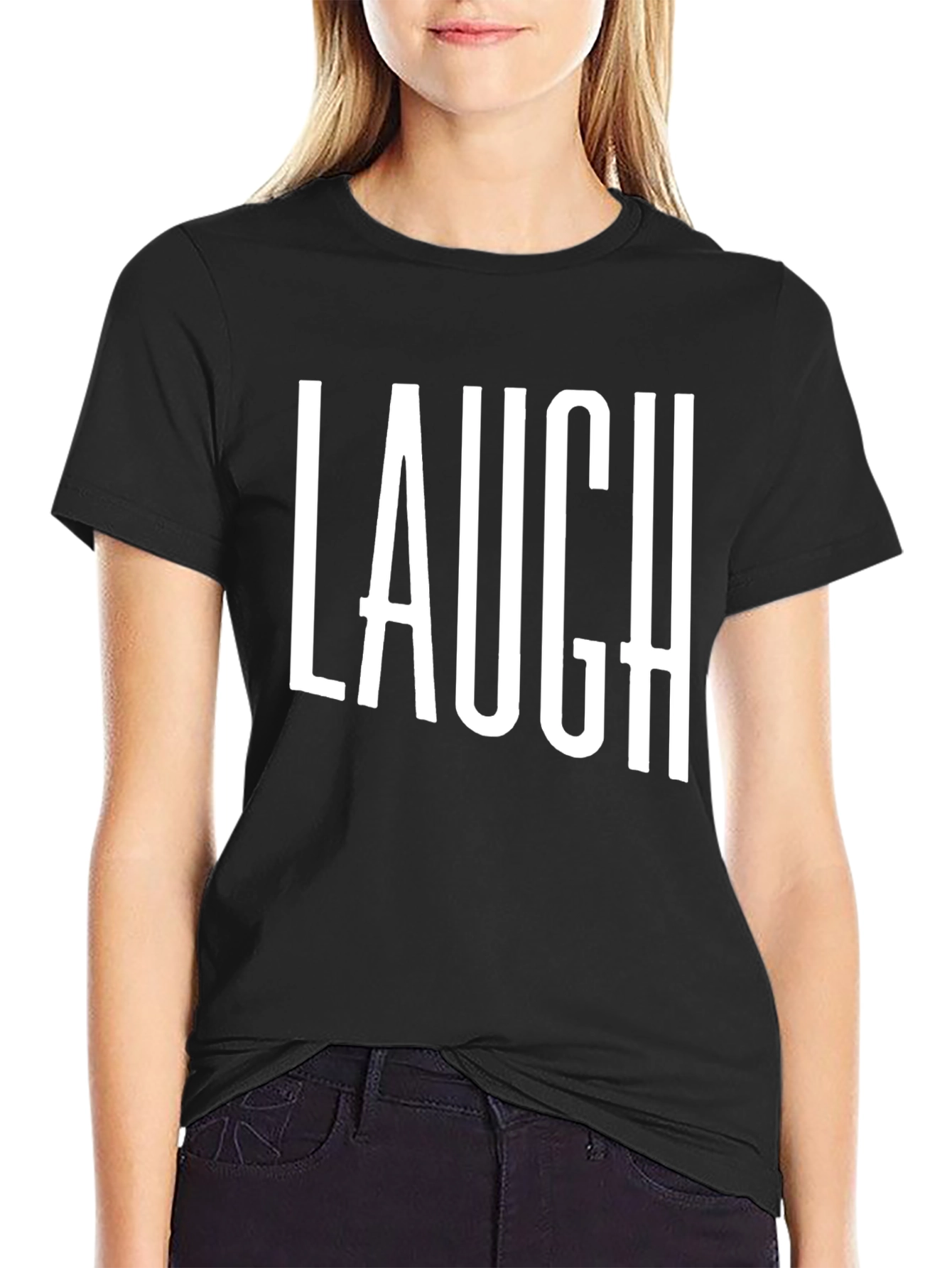 Laugh T-Shirt - Black Cotton Graphic Tee