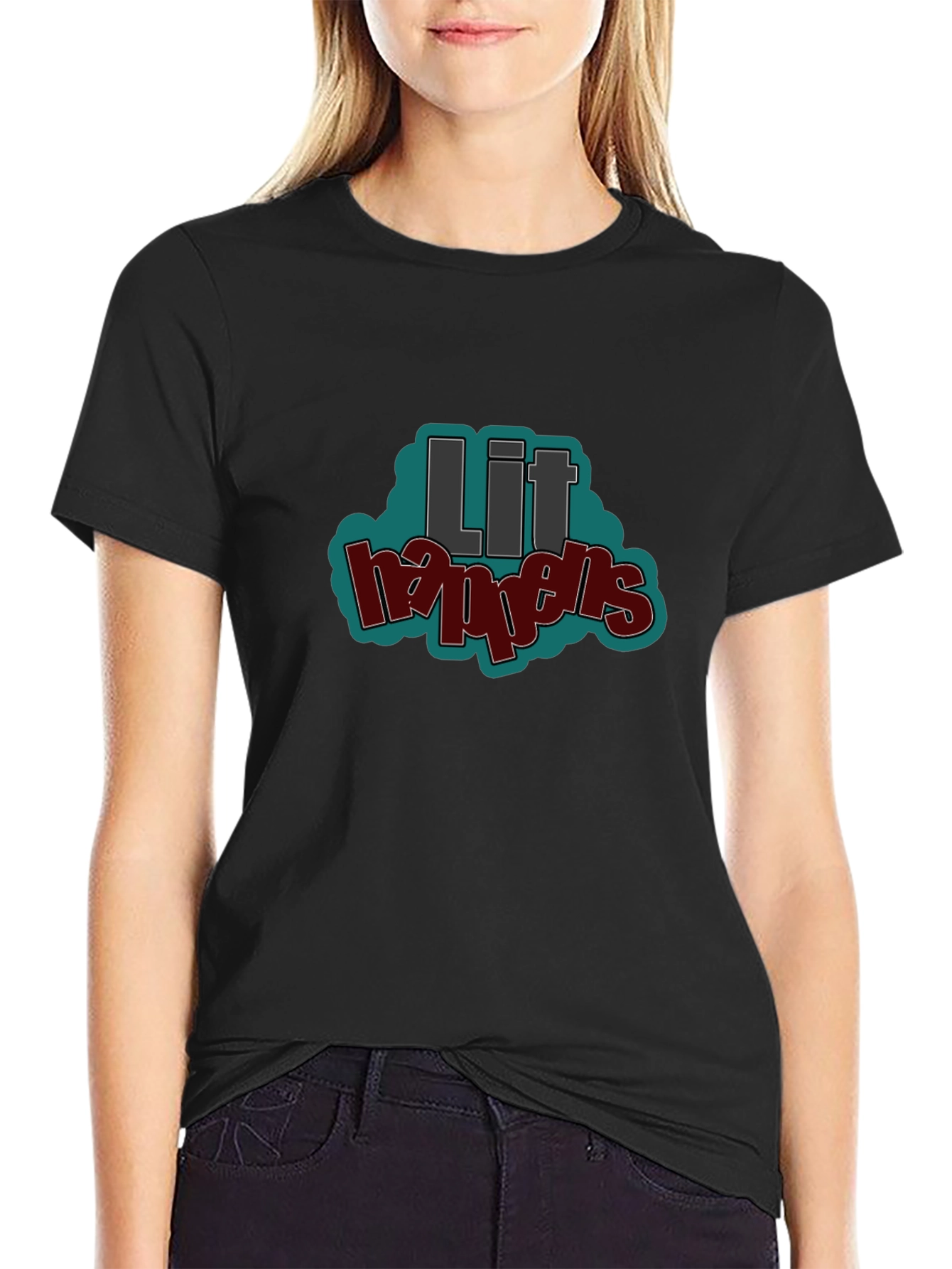 Lit Happens Graphic T-Shirt - Black