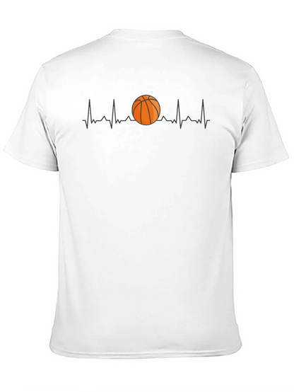 Basketball Heartbeat Graphic Tee - Black Cotton