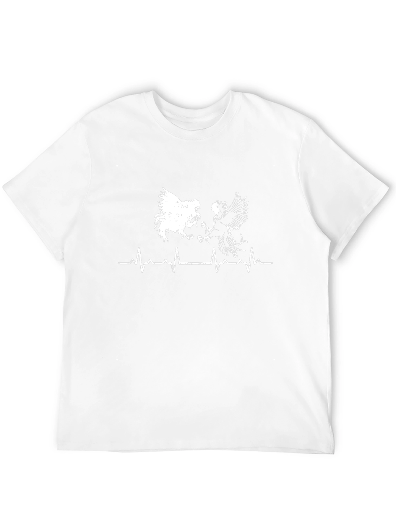 Rooster Heartbeat Graphic Tee - Black Cotton T-Shirt
