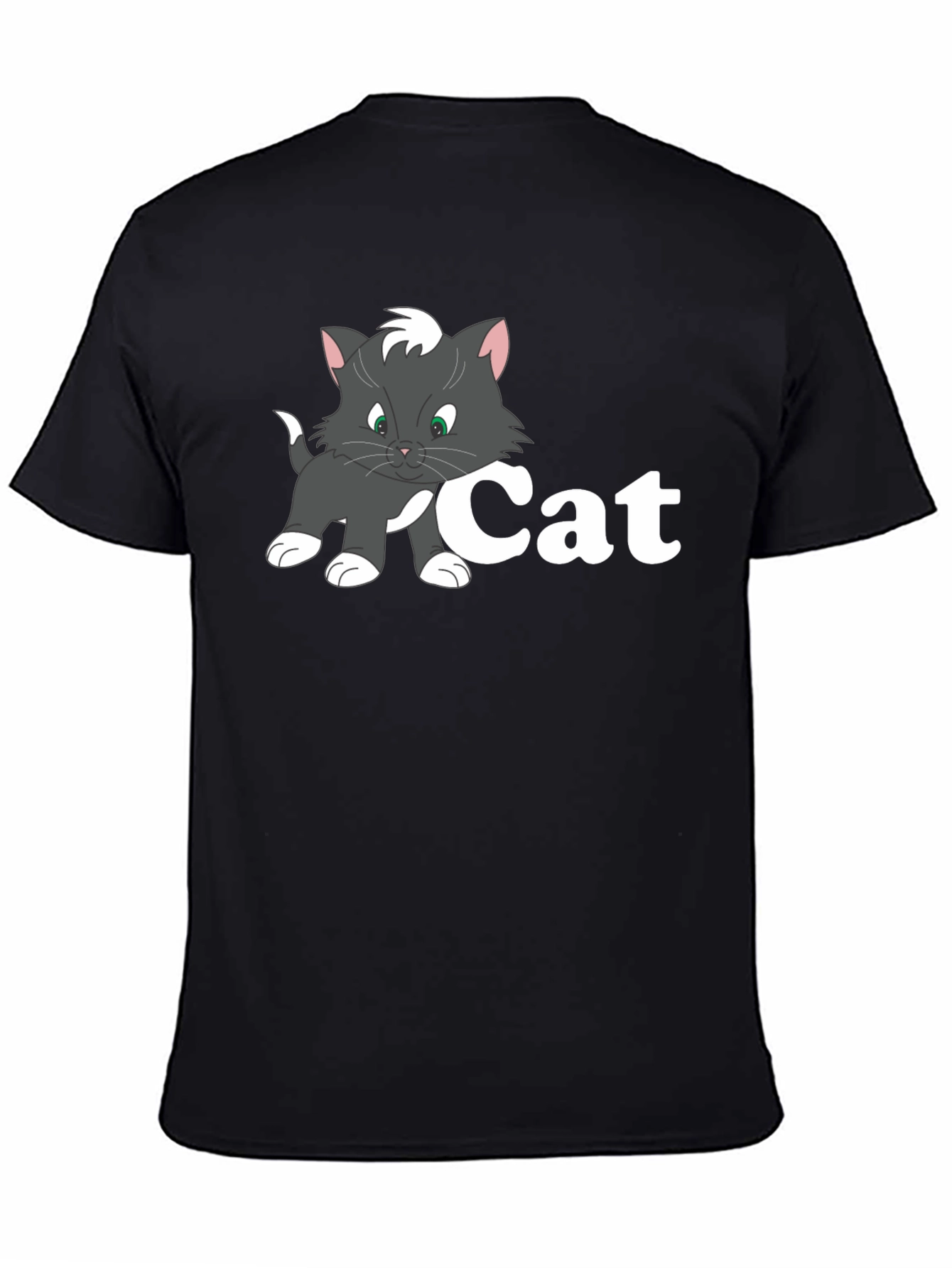 Cat Cartoon Black T-Shirt