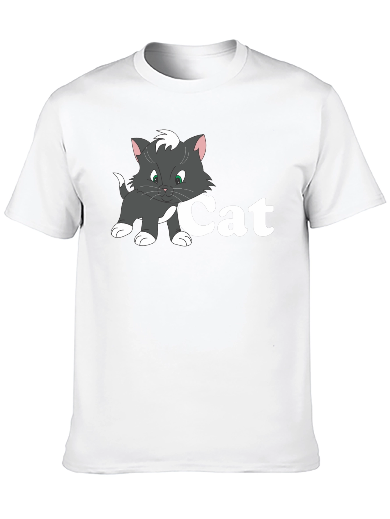 Cat Cartoon Black T-Shirt