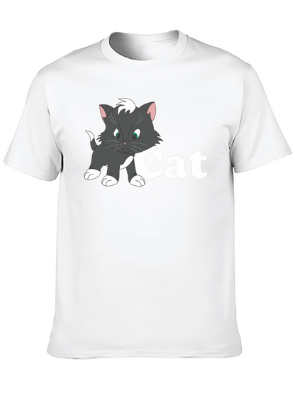 Cat Cartoon Black T-Shirt