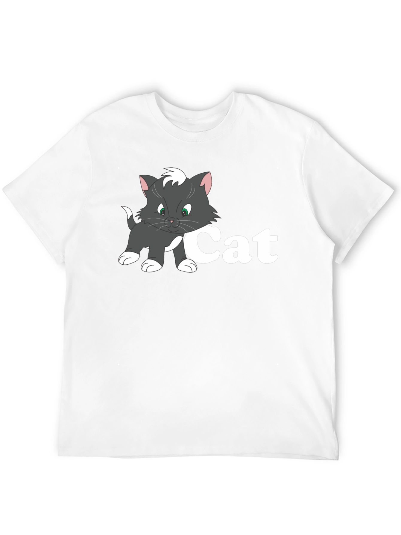 Cat Cartoon Black T-Shirt